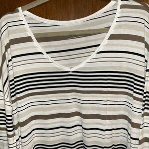 Multi-stripe V Neck Tee by J Jill bust 46”